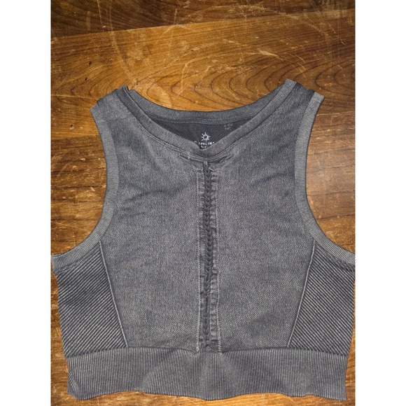 OFFLINE by Aerie Other - OFFLINE by Aerie Recharge High Neck Ribbed Bra Top Gray Acid Wash Medium